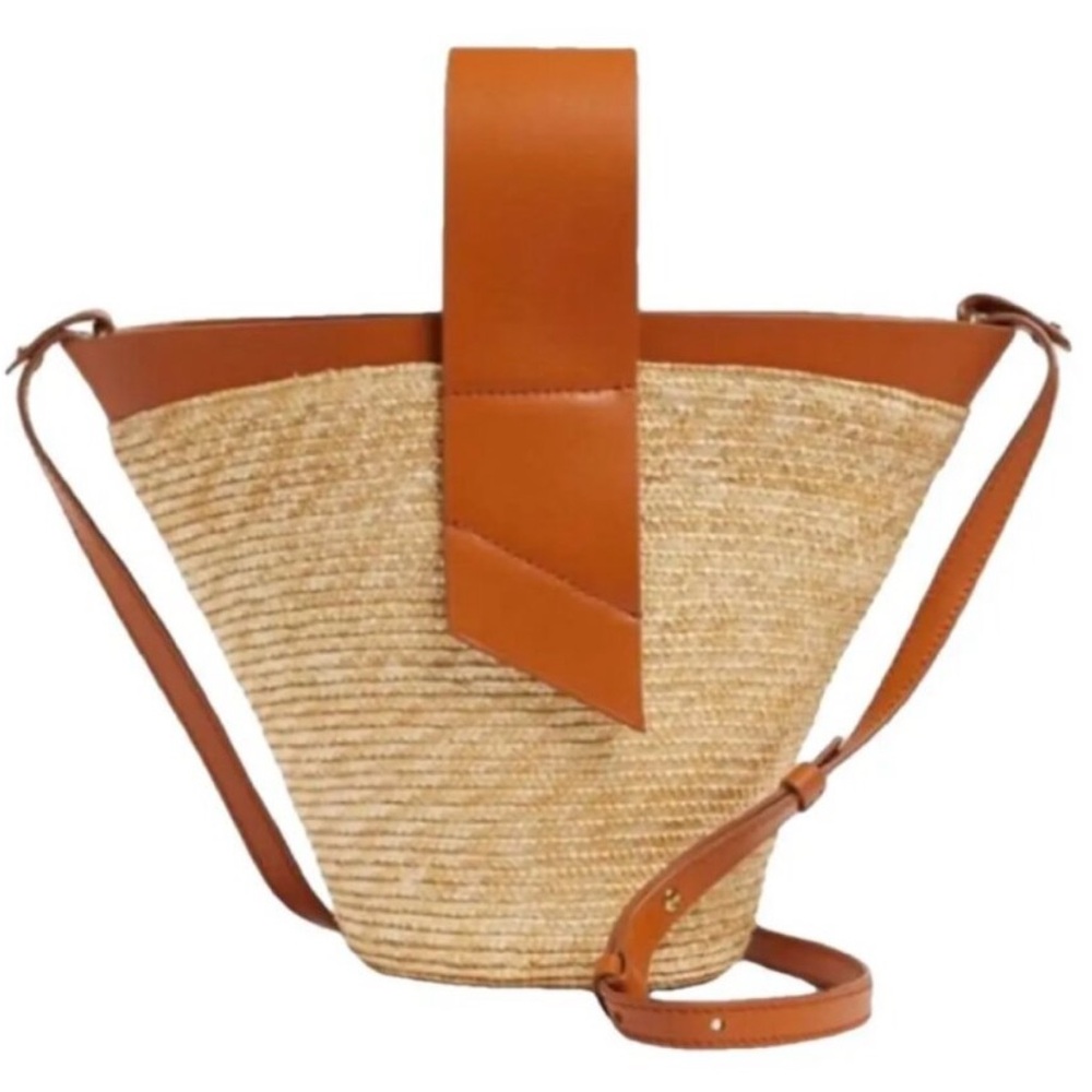 Carolina Santo Domingo Amphora Tan and Brown Straw Raffia Woven Tote Bag - Picture 2 of 15